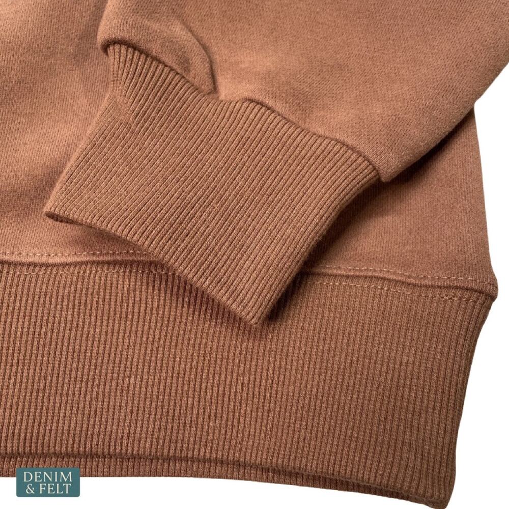 NEW Parke Varsity Mockneck Sweatshirt Brown Oversized Fleece Cozy Lounge Viral - Picture 12 of 16